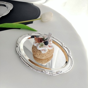 Vassoio Ovale di Lusso in Acciaio Inox 304, Piatto per Tovaglioli, Piatto per Dolci e Snack, Vassoio per Frutta Secca, Piatto per Dessert - Product Image 3