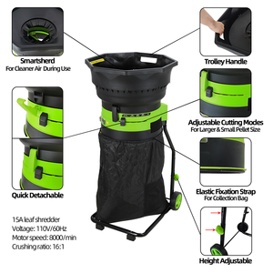 Vertak 1800W 16:1 Rasio Pencacahan Mesin Penghancur Daun Listrik Tanpa Pisau Mobile Daya Tinggi untuk Sampah Kebun dan Halaman Kompos - Product Image 4