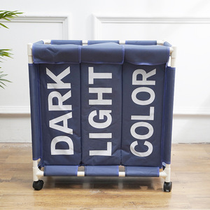 Cesta de Almacenamiento Móvil de Tres Compartimentos de Tela Oxford 600D Personalizable al por Mayor con Ruedas Universales - Cesta para <span class=keywords><strong>Ropa</strong></span> <span class=keywords><strong>Sucia</strong></span> - Product Image 1