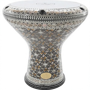 Gawharet El Fan, Árabesque Geométrico Plateado Hecho a Mano de 17.5 Pulgadas para Doumbek Egipcio y Darbuka con Sonido Potente - Product Image 1