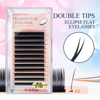 DANIKE Double Conseils Ellipse Cils Plats 0.15/0.20 C D Curl Cils Plats Classiques Salon Professionnel Utilisation Cils Individuels Plateau