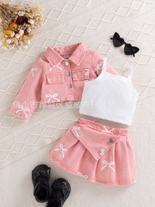 <span class=keywords><strong>Conjunto</strong></span> de Ropa para Niñas 2026, 3 Piezas, <span class=keywords><strong>Chaqueta</strong></span> Vaquera Estampada de Manga Larga con <span class=keywords><strong>Falda</strong></span> Corta - Product Image 4