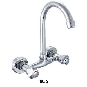 Grifo de Cocina Monomando Clásico Moderno de Latón Cromado para Montaje en Pared con 2 Orificios para Agua Fría y Caliente, Colección Primavera-Verano - Product Image 3