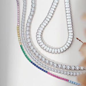 กำไลข้อมือเทนนิสเงินแท้ 925 ชุบโรเดียม ทอง 18k ประดับเพชร CZ คุณภาพ 5A ดีไซน์ทันสมัย สำหรับผู้หญิง - Product Image 5