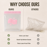 Sac à bonbons personnalisé sans BPA en PE transparent avec fermeture éclair à clic et soufflet de fond