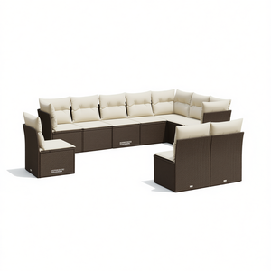 Ensemble de canapés de jardin modulaires en rotin brun, mobilier de patio extérieur avec une capacité de 10 places, design moderne - Product Image 1