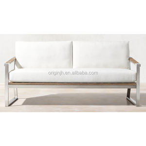 Außen gebürstetem edelstahl 3 sitz sofa und zwei stühle und ein kaffee tisch teak möbel garten sofa set - Product Image 5