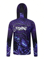 Chemise de pêche pour homme avec capuche et protection faciale UPF 50, imprimé graphique, vêtements de sport d'extérieur, design personnalisé