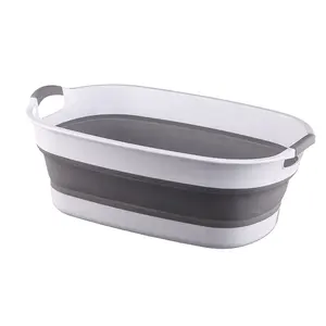 Bañera plegable para pies, Cubo de remojo portátil para pies, cesta de lavado, lavabo de gran capacidad, cesta de lavandería de plástico plegable