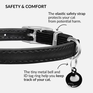Collar de Cuero de Alta Calidad NiBao para Gatos con Campana y Correa Elástica de Seguridad para Gatos Pequeños y Grandes - Product Image 4