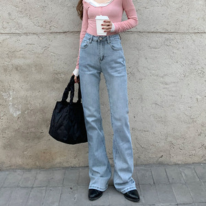 <span class=keywords><strong>Jeans</strong></span> Micro svasati da donna autunno 2024 nuovi pantaloni a vita alta dimagranti a gamba dritta slim fit piccoli a zampa - Product Image 3