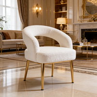 Fauteuil de loisirs moderne en velours sherpa doré de style crème vintage avec pieds en bois pour salon et bureau à domicile