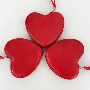 Custom PU Leather Factory Direct <b>Cute</b> Handbag Ladies Red Wallet Heart Shaped Coin <b>Purse</b> Kawaii Wrist Bag Lipstick Clutch - Product Image 4