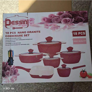 18 Cái <span class=keywords><strong>NANO</strong></span> Die Casting Nhôm Soong Nấu Ăn Nồi Granite Soup & Cổ Nồi Không Dính Cookware Bộ - Product Image 5
