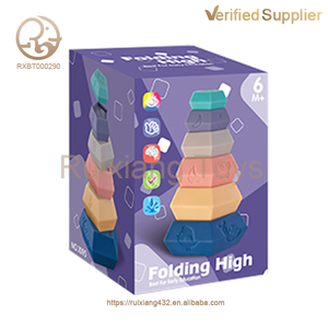 Suministro de fábrica, torre de apilamiento suave de PVC, juguete de juego, bloque de silicona colorido, exprimible, juego para niños, descripción, caja embalada - Product Image 6