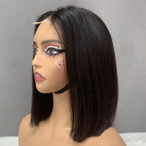 Perruques en cheveux lisses avec fermeture en dentelle 2x6, style court de 10 pouces, plusieurs couleurs au choix, cheveux super double drawn - Product Image 1