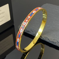 Brazalete de Lujo con Ojo de Diablo Esmaltado en Colores, Brazalete de Acero Inoxidable Antideslustre con Ojos Malvados, Joyería