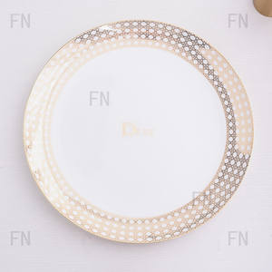 Plato Redondo de Cerámica de Hueso de China de 16 Pulgadas de Alta Calidad, Bandeja para Utensilios de Café para Uso Doméstico, Paquete de Platos - Product Image 2