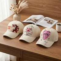 Gorra de Béisbol Personalizada al por Mayor con Diseño de Animal de Dibujos Animados, 100% Algodón, Estilo Vintage Desgastado, Linda, Y2K, Ajustable, Unisex