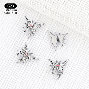 Boucles d'oreilles clous papillon en titane G23 7,5 mm x 8 mm, filetage interne, bijoux de piercing pour cartilage - Product Image 4