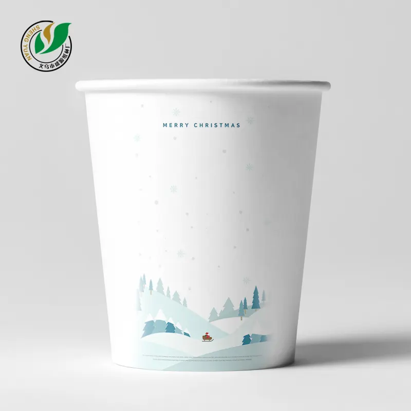 Christmas collection 8-ounce paper cups, biodegradable paper cups for coffee 8oz small paper soup cups disposable