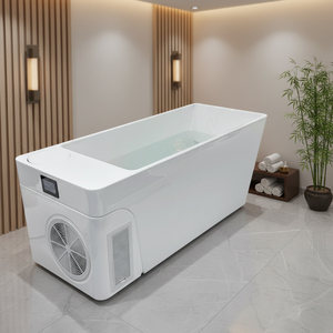 Baignoire carrée en acrylique écologique pour une personne avec système de contrôle GECKO, design moderne autoportant facile à installer - Product Image 2