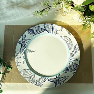 Assiettes en plastique de conception de <span class=keywords><strong>porcelaine</strong></span> bleue et <span class=keywords><strong>blanche</strong></span> pour la décoration de table de dîner de mariage - Product Image 6