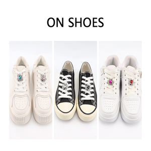 Décorations de lacets de chaussures Vintage de luxe breloques de chaussures en strass brillant avec clips de lacets en métal pour baskets à faux bijoux - Product Image 4