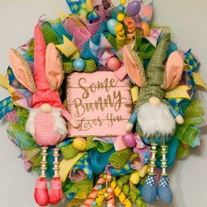 Coronas de Pascua WOWEI para puerta Delantera, guirnalda de trasero de conejito de Pascua, decoraciones, guirnalda de conejo bonita, decoración de primavera, granja - Product Image 6