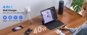 USB <b>C</b> Charger Block 40W 4 Port PD + QC USB <b>C</b> Wall Charger <b>Plug</b> Power Adaptor Multiport <b>Type</b> <b>C</b> Fast Charging Block Cube Brick - Product Image 5