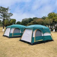 Carpa de Camping Extra Grande para Cuatro Estaciones, con Estructura de Acero y Postes de Fibra de Vidrio, Montaje Manual, Dos Habitaciones y Sala de Estar, para Grupos de 58 Personas