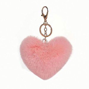 Wholesale Rainbow Puffball Plush Keychains Bulk Faux Fluffy Fur Real Poms Pompom Puff Heart Balls Metal and Fur Material - Product Image 4