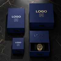Boîte à chaussures de luxe en carton ondulé bleu marine avec logo personnalisé, emballage rigide en papier pour cadeaux et électronique, emballage plat en gros