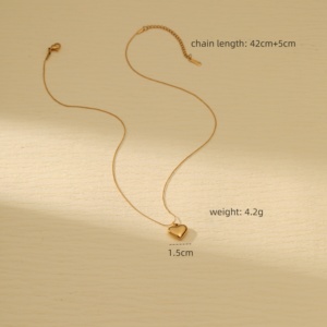 Collana pendente cuore amore semplice classico impermeabile placcato oro gioielli di moda per le donne - Product Image 5
