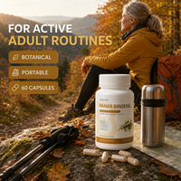 Capsules de Ginseng Panax en Gros, Vitalité Herbacée, Bien-être Quotidien, Flacon de 60 Comprimés, Fabricant de Marque Privée