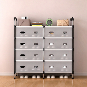 Armadio Portascarpe Modulare a 8 Cubi, Grande Capacità, Antipolvere, con Struttura in Metallo a Doppia Fila, Organizzatore per Calzature per Ingresso di Casa - Product Image 1
