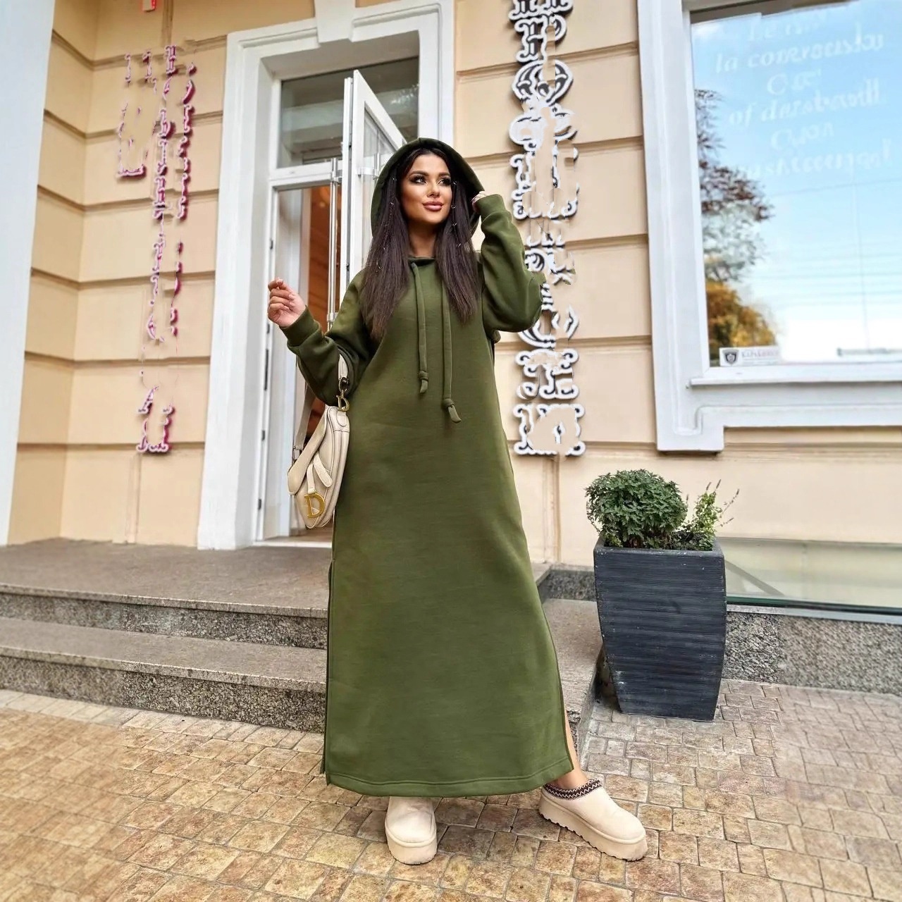 open lace back dress Forest Camo Oversized Hoodie Dress main image 1