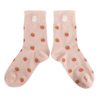 Chaussettes ras du cou personnalisées OEM pour femmes, 5 doigts, en coton jacquard rose, avec logo intégré, respirantes, antibactériennes, en Spandex/Coton