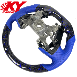 Volant sport personnalisé en fibre de carbone forgée bleue et cuir bleu, adapté à la Honda Accord 9ème génération et Odyssey - Product Image 3