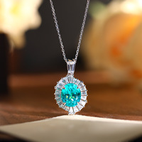 Labor-gezüchtetes Paraiba-Turmalin-Schmuckset, rhodiniert, anlaufgeschützt, aus 925er Sterlingsilber für Damen-Partykleidung