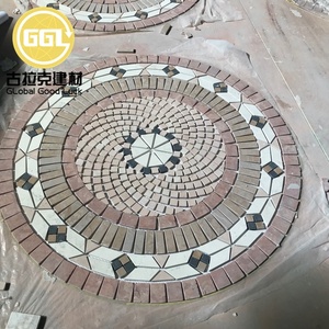 Médaillon de parquet en mosaïque de pierre d'art fait à la main conception personnalisée pour carrelage de sol extérieur moderne pour hôtel et cour - Product Image 6