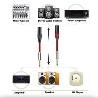 Câble répartiteur audio coaxial plaqué or 6,35 mm TR mâle vers double XLR mâle, connecteur jack bidirectionnel pour instrument de scène et microphone