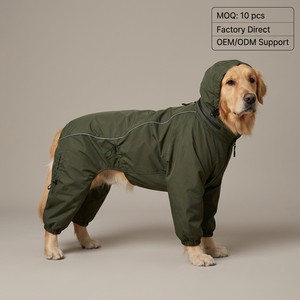 Waterproof Large Dog Winter Windbreaker <strong>Jacket</strong> Four Leg Reflective Warm Pet Coat Hood Polyester Snowsuit Machine Washable - Product Image 1