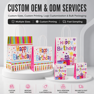 Custom Logo Printed Birthday <b>Party</b> Paper <b>Gift</b> <b>Bag</b> Ribbon Handle Kraft Paper <b>Bags</b> Eco Friendly Recycled Wholesale <b>Party</b> Favor - Product Image 2