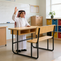 Bureau et banc scolaires intégrés, mobilier personnalisé pour salle de formation, tables et chaises doubles pour lycée