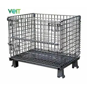 Customized Galvanized Warehouse Industry Folding Wire Mesh Stackable Storage Basket