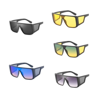 نظارات شمسية رياضية مصنوعة حديثًا بشعار مخصص للرجال والنساء نظارات شمسية مقاومة للرياح لركوب الدراجات بإطارات زرقاء وسوداء للجري الخارجي - Product Image 1