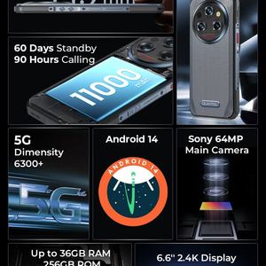 Smartphone robuste Oukitel WP35 Pro, 11000 mAh, appareil photo principal 64 MP, 5G CDMA LTE GSM, Dimensity 6300 Octa Core, 12+512 Go, Android 14 - Product Image 5