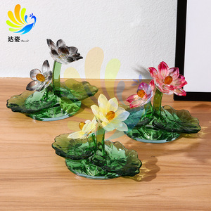 Ornement de fleur de lotus en cristal, couleurs mélangées, fait main, décoration pour la maison - Product Image 3