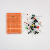Kit de composants de base pour débutants en électronique DIY, pour la pratique de l'identification et de la soudure, avec carte d'entraînement à trous traversants, 11 types
